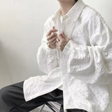 Shirts Men Gentlemanly Mature Single Sleeve Renfined Pure Clean Tender Temperament Chic Proper Popular Students Japanese Style