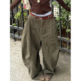 FOESCE Deeptown Y2K Vintage Washed Women Jeans Harajuku Scimitar Wide Leg American Retro Denim Pants Baggy High Waisted Trousers Gyaru