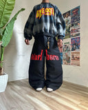 FOESCE Trendy Brand Retro Streetwear Trousers Y2K Harajuku Hip-hop Casual Loose Straight Pants Men Goth Punk Letter Print Baggy Jeans