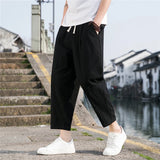 FOESCE Linen Wide Men Pants New Korean Trousers Oversize Linens Streetwear Male Spring Summer Pants Casual Men Clothing Sweatpants
