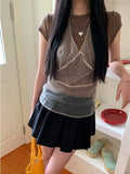 FOESCE Korean Ins Same Lace Wave Point Camisole Dress Womens Mesh Sleeveless Mid Length Cover Up Dress Summer New Y2K Girl Spicy Girls