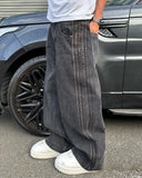 Foesce  Patch Embroidery Baggy Jeans for Men Clothing Street Hip Hop Vintage Black Jeans Men Casual Wide Leg Pants Mens Jeans