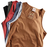 FOESCE Summer New American Sleeveless O-neck Solid Color T-shirt Men's Fashion 100% Cotton Washed Casual Sports Fitness Basketball Vest