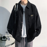 Foesce Art Style Men's Corduroy Long Sleeve Shirts Autumn Korean Shirt Woman Fashion Casual Oversize Shirt Coat Quality Clothing