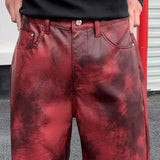 FOESCE Men Streetwear Fashion Hip Hop Punk Gothic Vibe Casual Straight Leather Pant Man Y2k Trousers Motorcycle Pants Stage Clothing