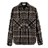 FOESCE Mens Autumn Gold Thread Tweed Braided French Coat Genderless Tassel  Retro Casual Loose Fashion Trend Jacket Unisex
