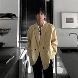 FOESCE Korean-style Blazers Men Leisure Trendy Loose One Button Suit Jackets Male Daily Streetwear All-match Simple Suit-tops 4 Colors