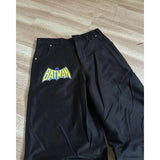 FOESCE Y2K Gothic Retro Jeans Punk Style American Anime Letter Printed High Street Versatile Jeans Fashion Men Women Hip Hop Streetwear