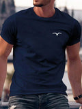 FOESCE Seagull Men Cotton T-shirt Luxury Brand Fashion Big Size Top Casual Short Sleeve Streetwear Classic New Arrival Tee S-4XL