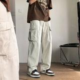 FOESCE Japanese work pants men's summer thin large pocket straight tube cityboy fashion fried Street handsome floor length pants mens