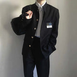 FOESCE Japanese College Uniform Jacket Stand-up Collar Suit Jacket Top Men's Spring Summer College Wind Trend Men Coat School Uniform