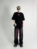FOESCE 2025 Black Washed Red Jeans Men's Loose Straight Trendy 2025 New Versatile Wide Leg Pants streetwear denim men skinny