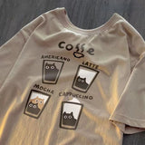 American retro trendy cat graphic T-shirt casual round neck men and women summer loose couple short sleeved top harajuku y2k