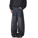 FOESCE Men's Loose Fit Baggy Jeans Casual Streetwear Wide Leg Hip Hop Oversized Denim Pants