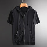 FOESCE 2025 New Summer Casual Loose and Simple Solid Color Quick Drying Breathable Fashion Versatile Short Sleeved Zippered Hoodie