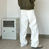 Vintage American Style White Workwear Casual Pants Men's Loose-fit Straight-leg Wide-leg Dragging Trousers High Street Material