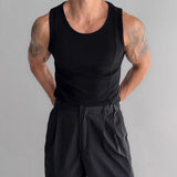 FOESCE Mens Shaping Stretch Knit Vest Genderless 2025 New Fitness Sports Tight Breathable Sweat-Absorbent Solid Color Tank Top Unisex