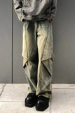 FOESCE American High Street Variable Trouser Shape Micro Flare Jeans Men's High Waist Loose Draping Wide Leg Floor Dragging Long Pants