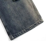 FOESCE Men Multi-pockets Pants Gradient Ribbons Drawstring Jeans Baggy Oversized Cargo Trousers Fashion Streetwear Loose