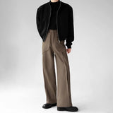 FOESCE Men Imitation Wool Three-Dimensional Stitching Business Casual Trousers Plain Classic Luxury Pants Old Money Men'S Clothing 2025