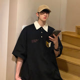 FOESCE Lapel short sleeve t-shirt men's fashion brand trend loose and versatile polo shirt men in summer high sense niche design half
