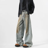 FOESCE 2025 Men's Jeans baggy Denim pants Loose Fit Casual Style American Streetwear Straight Novel design Leg Pants Trendy Brand