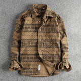 FOESCE Spring and Autumn New Fashion Trend Vintage Printed Long Sleeve Shirt Men's Casual Loose Sports Large Size High Quality Shirt