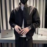 Autumn Solid Color Cargo Jackets For Men New Korean Fashion Zipper Cardigan Coats Stand Collar Streetwear Bomber Jacket Hombre