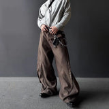 FOESCE Men Trousers Rivet Arc Deconstructed Casual Pants Streetwear Niche Campus Baggy Wide-Leg Pants Old Money Men'S Clothing 2025 New