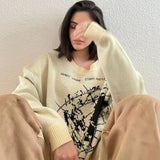 FOESCE 2025 autumn and winter new men's and women's round neck knitted sweater personalized Y2K street design sweatshirt sweater