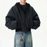 FOESCE American Retro Street Fake Two-Piece Solid Color Pu Leather Jacket Men 2025 Spring Autumn Fashion Y2k Hooded Baseball Jacket Men