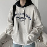 Foesce Hooded Sweatshirt For Women New Spring Autumn And Winter Thin Plus Velvet Cotton Top Hip-Hop Lazy Style Stylish Splicing