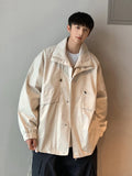 FOESCE Vintage American style trench coat Men's dark department Men's senior sense fake two-piece jacket outdoor mountaineering coat