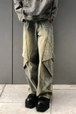 FOESCE American High Street Variable Trouser Shape Micro Flare Jeans Men's High Waist Loose Draping Wide Leg Floor Dragging Long Pants