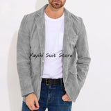 FOESCE Men's Suede Jacket Men's Dress Jackets for Suit Elegant Clothes Man New in Coats and Jackets Mens Suits Luxury Man Coat Blazers