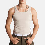 FOESCE Mens Training Texture Vest Daily Leisure Breathable Sweat Absorption Quick-Drying Jogging Sports Fitness Stretch Tank Top Men