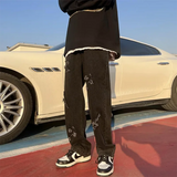FOESCE Cross Embroidery Y2k Jeans Mens Straight Denim Pants Casual Vintage Jeans Versatile Fashion Streetwear Spring High Street Pants