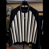 FOESCE 2025 New Spring Hong Kong Trendy Cool Fashion Round Neck Pullover with Contrasting Color Patchwork Stripes Loose Casual Hoodie