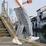 FOESCE Linen Wide Men Pants New Korean Trousers Oversize Linens Streetwear Male Spring Summer Pants Casual Men Clothing Sweatpants
