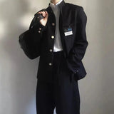 FOESCE Japanese College Uniform Jacket Stand-up Collar Suit Jacket Top Men's Spring Summer College Wind Trend Men Coat School Uniform