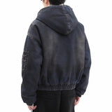 FOESCE Mens Fashion Trend Thickened Denim Jacket Hooded Jacket Autumn Winter American Street Handsome Hip-Hop Y2k Jacket Mens Clothing