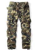 FOESCE Men's Casual Cargo Pants Camo Pants Combat Work Pants with 8 Pockets(No Belt)