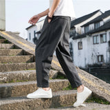 FOESCE Linen Wide Men Pants New Korean Trousers Oversize Linens Streetwear Male Spring Summer Pants Casual Men Clothing Sweatpants