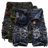 FOESCE Summer Men's Camouflage Printed Work Shorts Multi-Pocket Zipper Button Military Combat Five Shorts Daily Street Casual Shorts