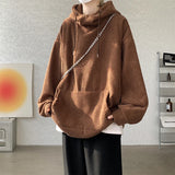 FOESCE Harajuku Corduroy Hoodies Men High Quality Streetwear Loose Y2k Hip Hop Hooded Sweatshirts Couple Clothing Female Pullovers