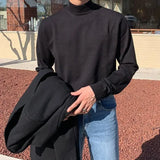 FOESCE Autumn Winter Half Turtleneck Sweater Men's Long-sleeved Korean Solid Color Knit Sweater Underwear Bottoming Shirt Casual Male