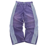 FOESCE Y2K baggy men Jeans NEW Splicing embroidery Striped high quality Jeans Harajuku men women Hip Hop streetwear Casual Loose jeans