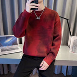FOESCE Men's Clothing Tie Dye Sweaters Chic Vintage Autumn Winter Youthful Vitality Loose Casual O-Neck Long Sleeve Knitted Pullovers
