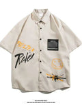 FOESCE 2025 Short sleeved Shirt for Boys Summer Thin Trendy Top Hip Hop Loose 2025 New Couple Casual Coat blusas masculina camisa