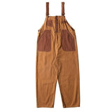 FOESCE Mens Japanese Workwear Style Casual Jumpsuit 2025 New Genderless Fashion Trend Loose Color Blocking Versatile Overalls Unisex